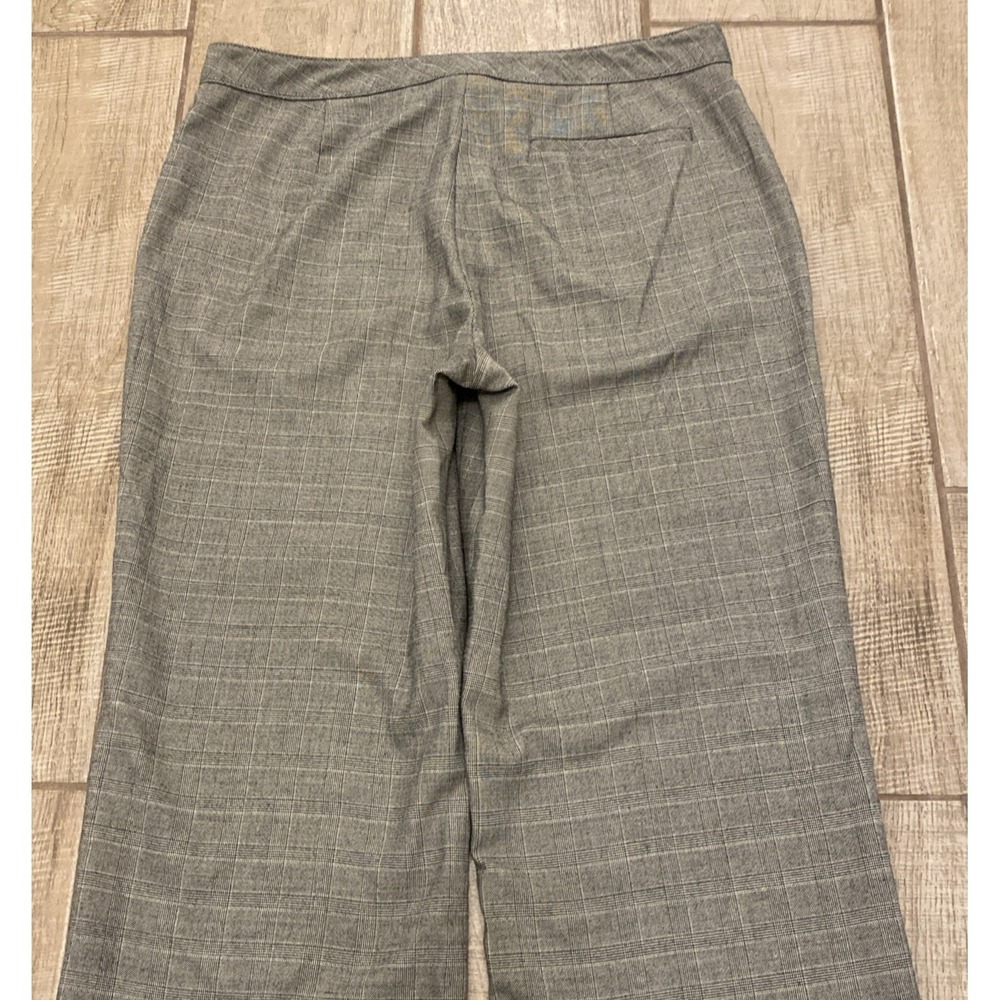 Liz Claiborne Audra Pants Women 10 Beige Wool Blend Wide Leg Plaid Trouser - Picture 4 of 11